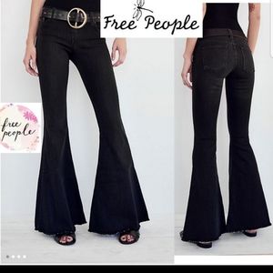 Free People Black Super Flare Jeans